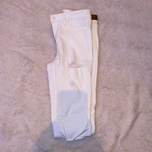 hollister white high rise skinny distressed denim jeans